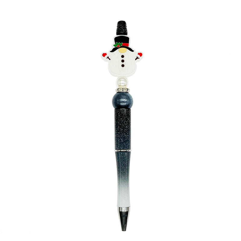 Silicone Focal Beads Christmas Snowman With Top Hat 20pcs 3