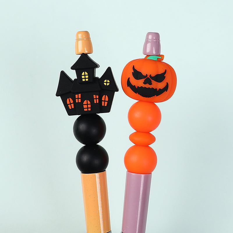 Silicone 3D Focal Beads Halloween Pumpkins Grimace Faces 20pcs 8