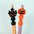 Silicone 3D Focal Beads Halloween Pumpkins Grimace Faces 20pcs 8
