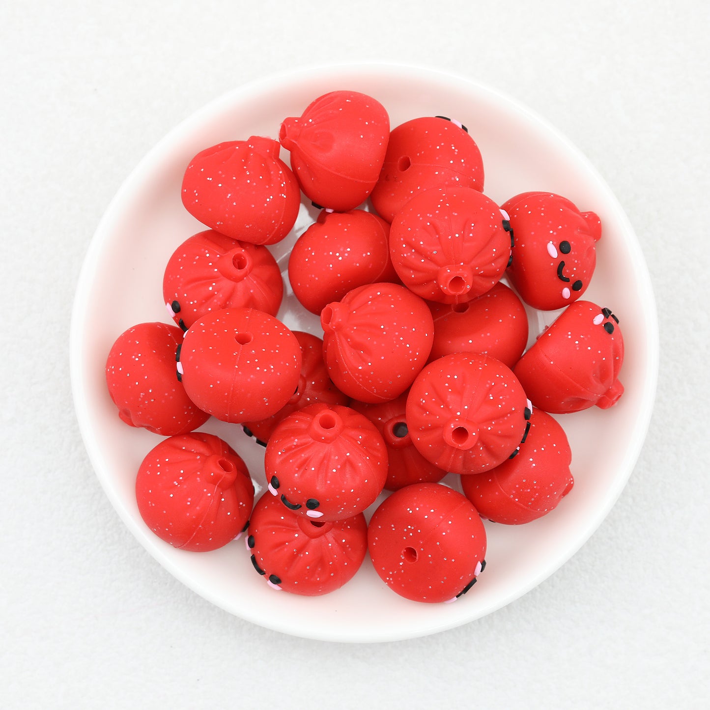 3D Cute Glitter Steamed Stuffed Bun Silicone Focal Beads 20pcs 7