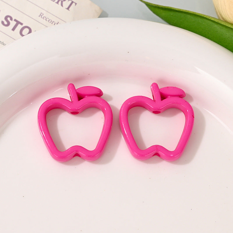 Colorful Apple Shape Acrylic Bead Frames 29.7x27mm 50pcs 13