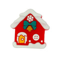 Silicone 3D Focal Beads Christmas Gingerbread House Red Snowy Roof