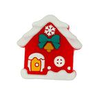 Silicone 3D Focal Beads Christmas Gingerbread House Red Snowy Roof
