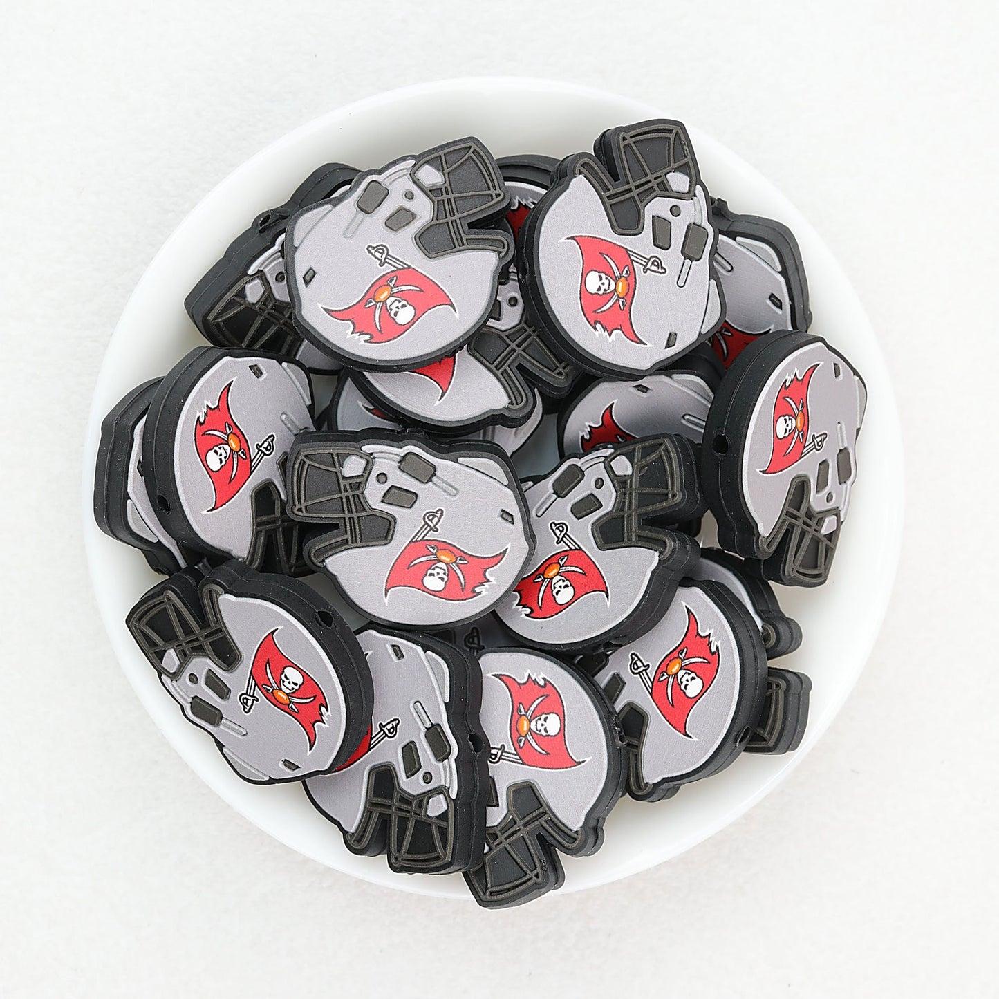 NFL Teams Helmet Silicone Focal Beads Printed Designs 20pcs - Tampa Bay Buccaneers