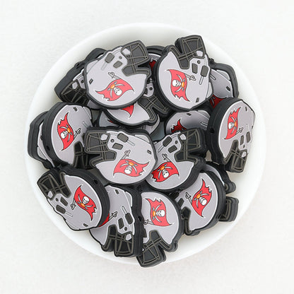 NFL Teams Helmet Silicone Focal Beads Printed Designs 20pcs - Tampa Bay Buccaneers