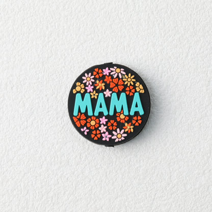 Floral Mother Silicone Focal Beads Round 20pcs 2