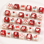 Heart Flower Square Acrylic Beads 14mm Colorful Pattern 10pcs 2