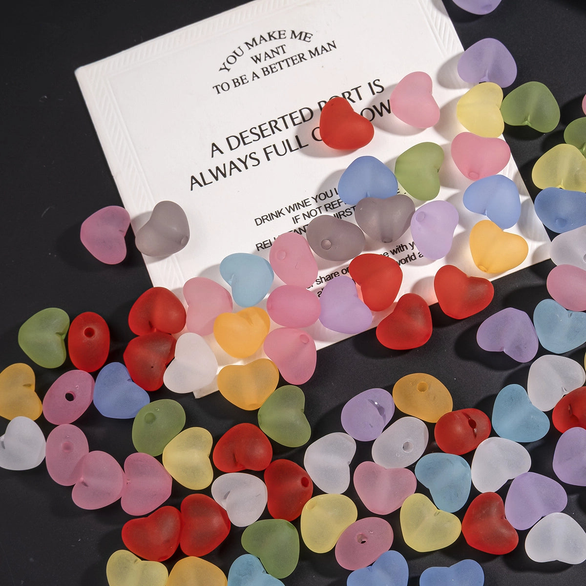 Matte Heart Acrylic Beads 12mm Pastel Vibrant Colors 100pcs 2
