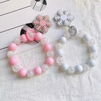 Acrylic Snowflake Beaded Keychain Plastic Resin Frosty Colors 3