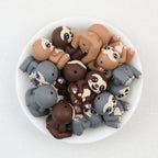 3D Sloth Silicone Focal Beads Wholesale, Baby Brown Gray Pink Paw Accents