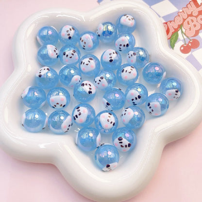 Transparent Cat Rabbit Acrylic Beads 16mm Playful Faces 2pcs 9