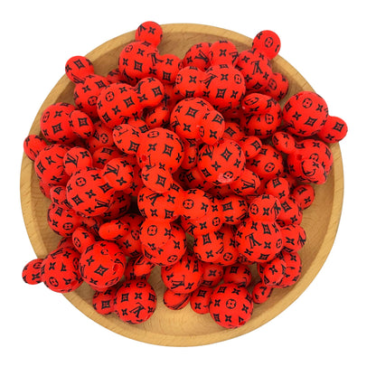 Silicone Focal Beads Mickey Head LV Pattern Printed 20pcs 7