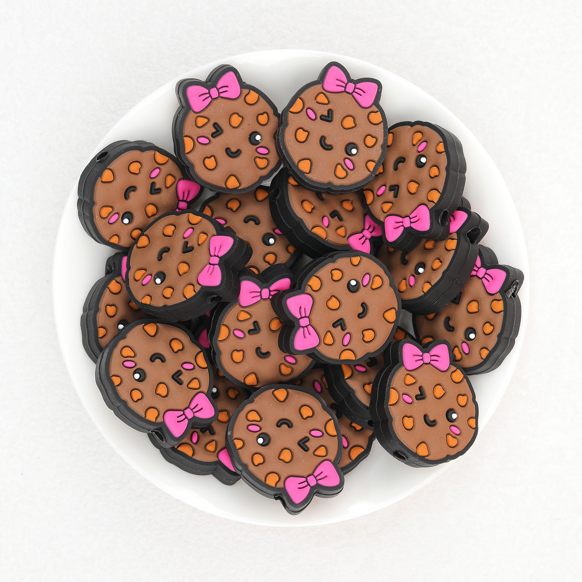 Pink Bow Cookies Silicone Focal Beads 20pcs 2