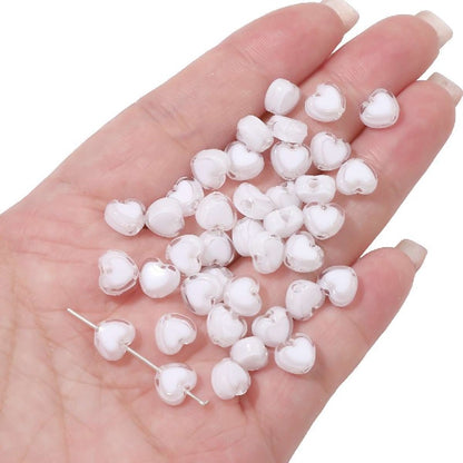 Makaron Heart Acrylic Beads 8x7mm Two Tone Translucent 60pcs 13