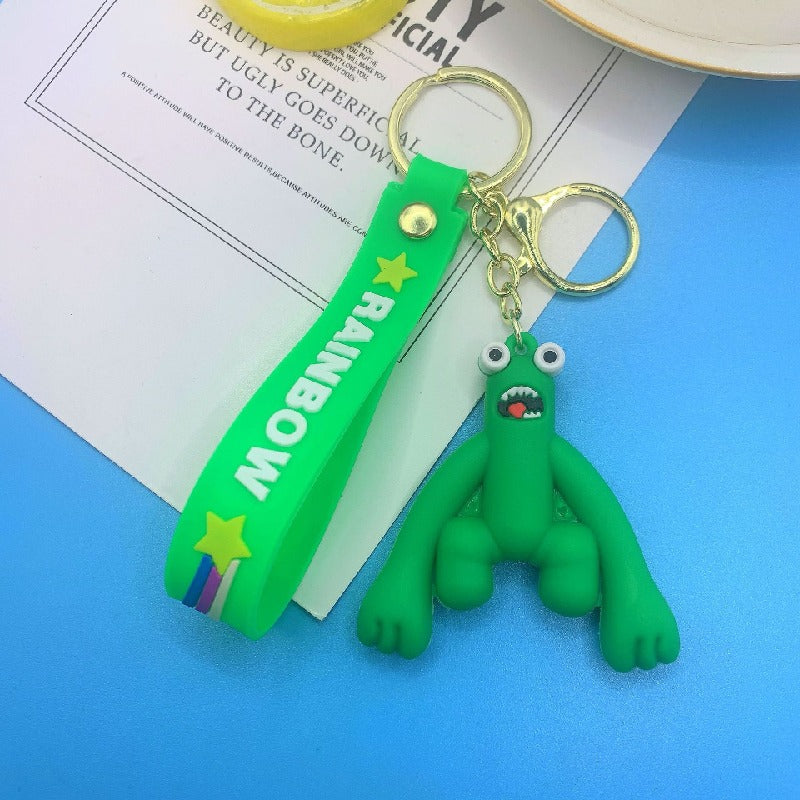 Silicone Rainbow Friends Cartoon Character Keychain with Star Strap 16