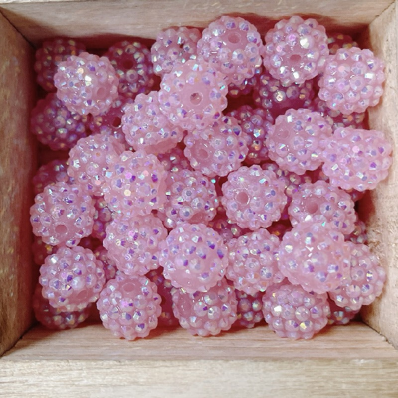 Bubblegum Round Rhinestone Beads 14mm Textured Shimmer 50pcs 9