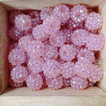 Bubblegum Round Rhinestone Beads 14mm Textured Shimmer 50pcs 9