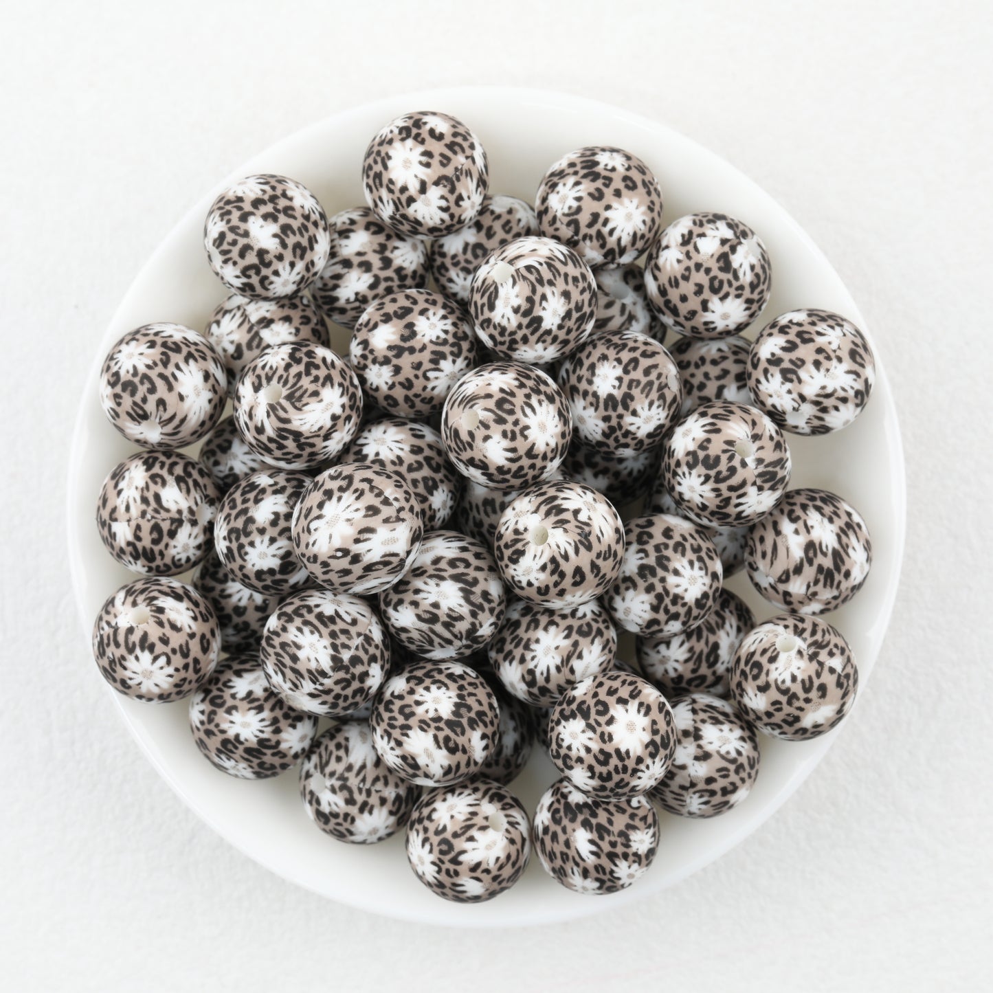15mm Leopard Print Pattern Silicone Round Beads 50pcs 4