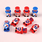 Silicone 3D Focal Beads Independence Day Dwarf USA Text Stars 20pcs 2