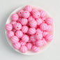 Striped 15mm Priented Round Silicone Beads Balloon Design 50pcs - Pink