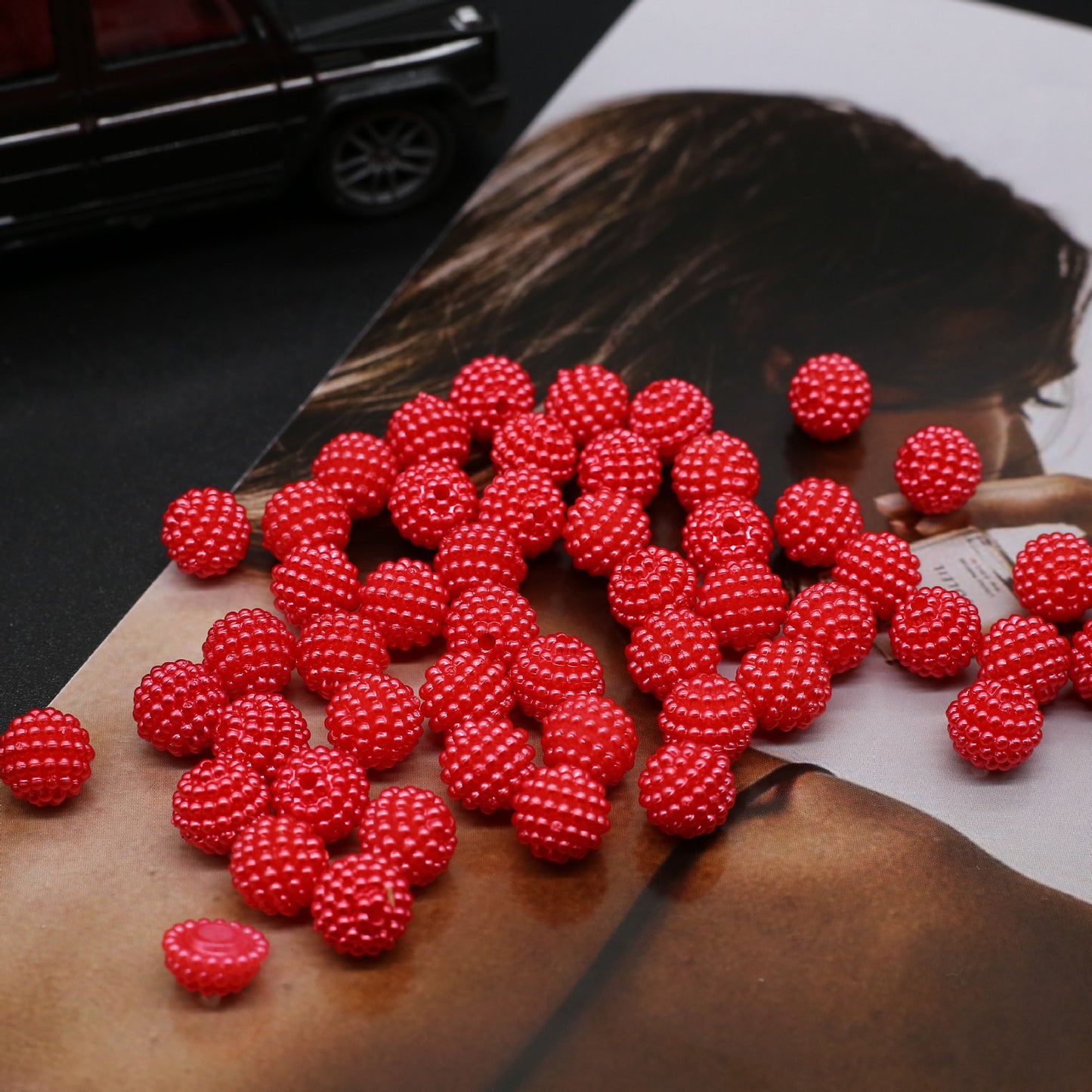 Opaque Bubblegum Beads 20mm Imitation Pearl Waxberry Textured 200pcs 10
