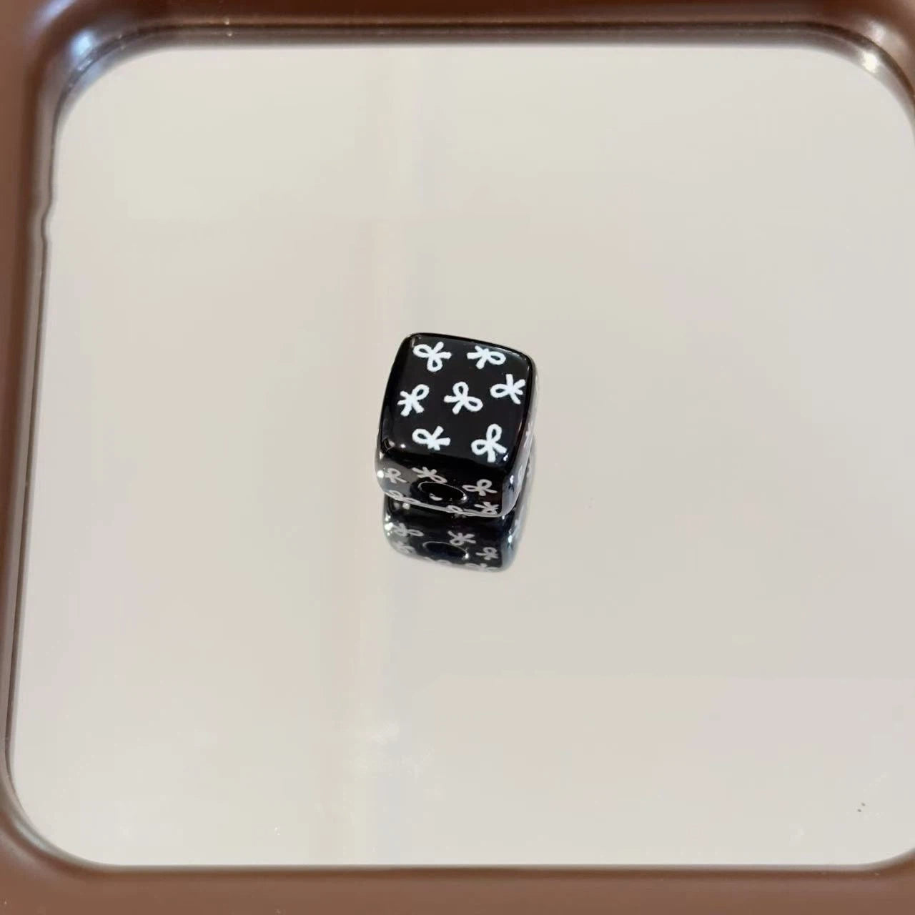 Black Doodle Square Acrylic Beads 14mm Unique Design 10pcs 6