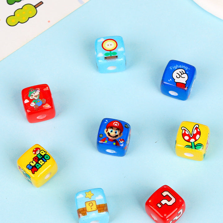 Creative Cartoon Mario Printed Acrylic Square Beads 14mm 10pcs 4