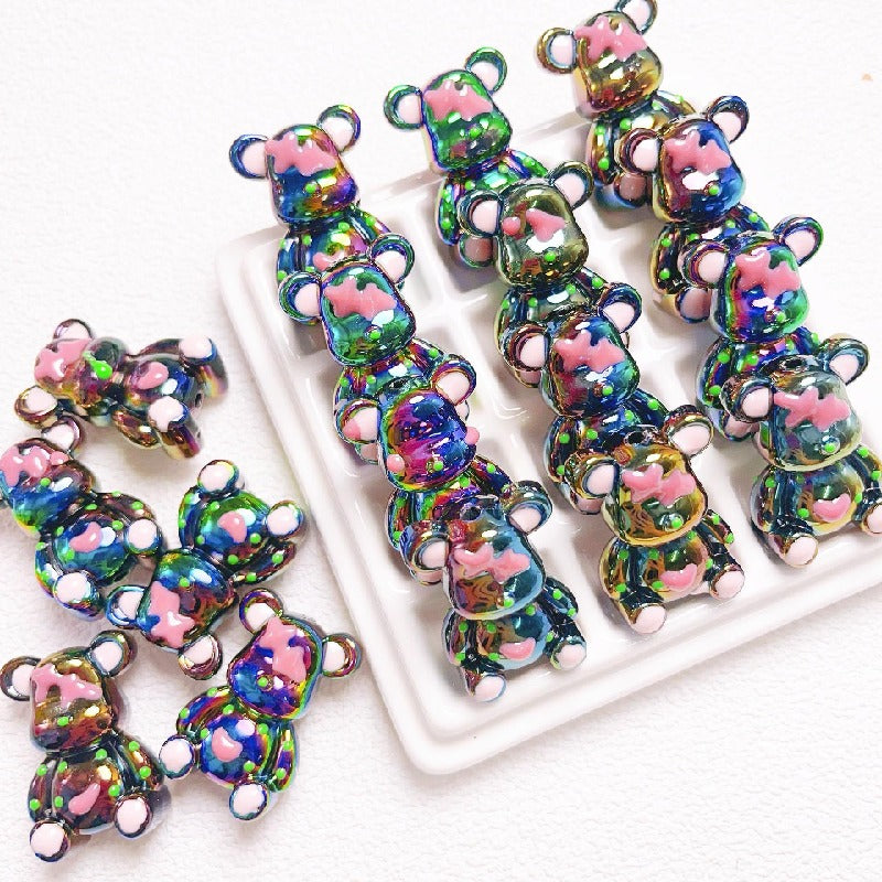 Glow Light In the Dark Little Bear Acrylic Beads 22x32mm 5pcs 10