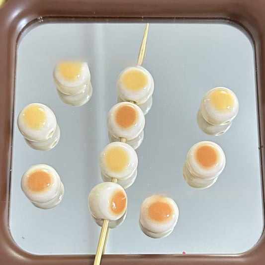 Steamed Bun Acrylic Beads 14mm Glossy Mixed Cream Coffee 20pcs