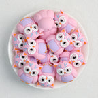  3D Pink Owl Silicone Focal Beads 20Pcs 2