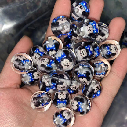 Clear Acrylic Round Beads 16mm Cartoon Figures 20pcs 13