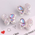 3pcs 20mm Irregular Crystal Rhinestone Butterfly Beads Silver Tone 6