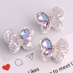 3pcs 20mm Irregular Crystal Rhinestone Butterfly Beads Silver Tone 6