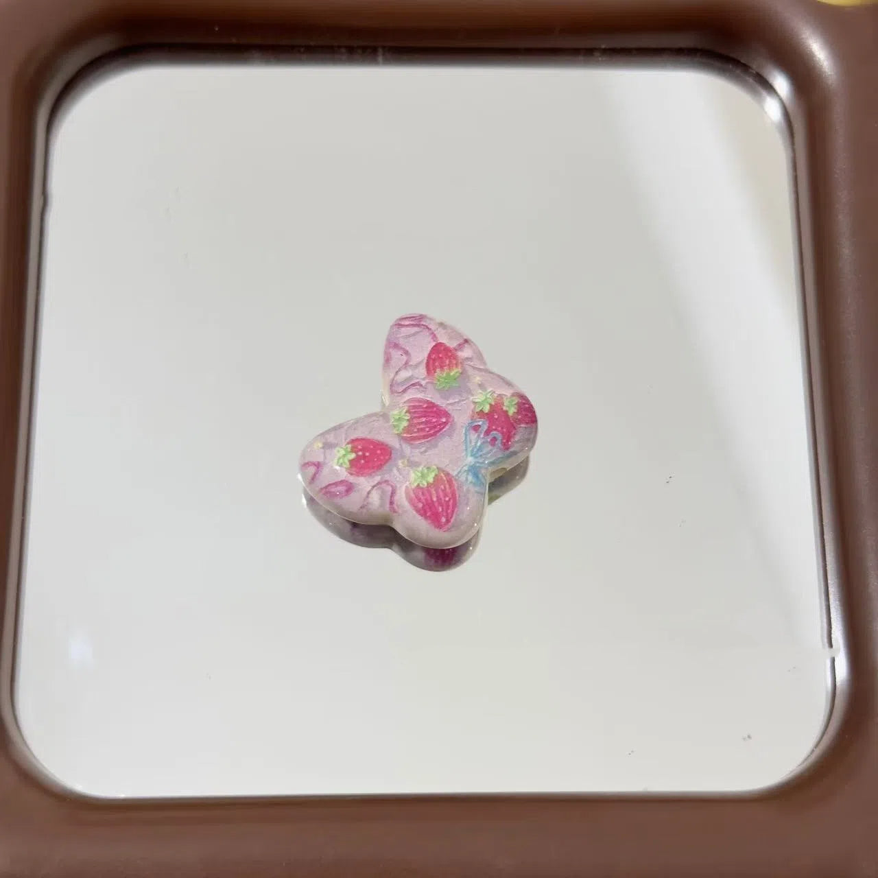 Spring Oil Painting Texture Butterfly Acrylic Beads 25mm 10pcs 11