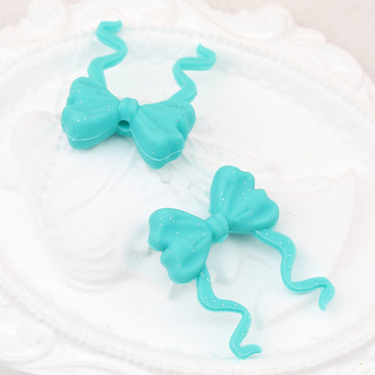 Tie Dye Glitter Bow Silicone Focal Beads 20pcs 5