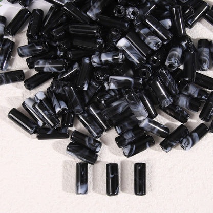 Dual-Color Tube Acrylic Beads 18x7mm Glossy Swirls 200pcs 12
