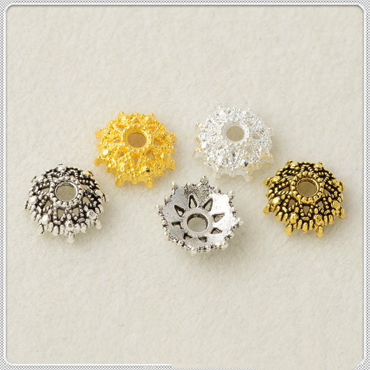 Alloy Sunflower Bead Caps 9mm 11mm 13mm Hollow Tibetan Style 200pcs