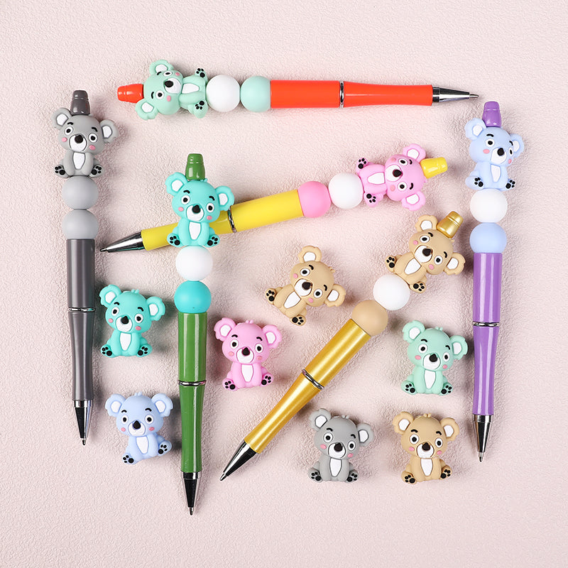 Silicone 3D Focal Beads Koala Sitting Pose Pastel Colors 20pcs 5
