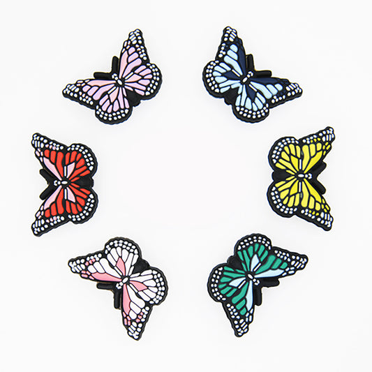 Silicone Focal Beads Butterfly Colorful Vibrant Design 20pcs