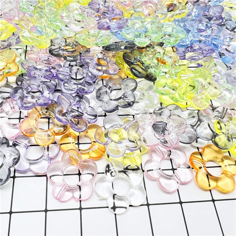 Transparent Hollow Flower Acrylic Beads 19mm Colorful 40pcs 12