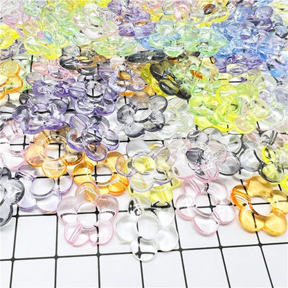 Transparent Hollow Flower Acrylic Beads 19mm Colorful 40pcs 12