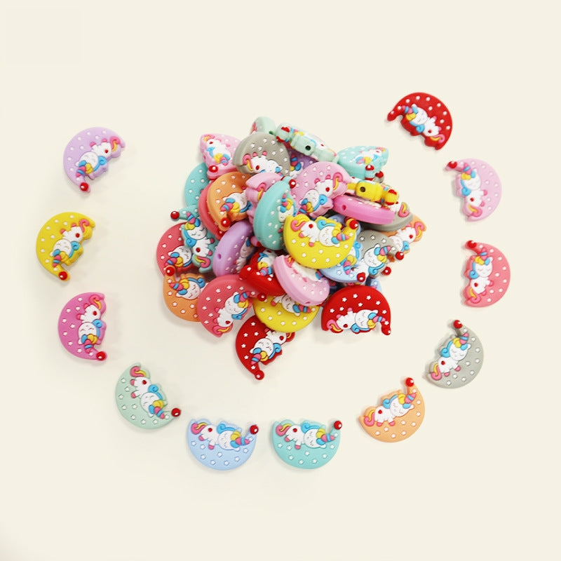Silicone Focal Beads Lunar Unicorn Holding Moon 20pcs 4