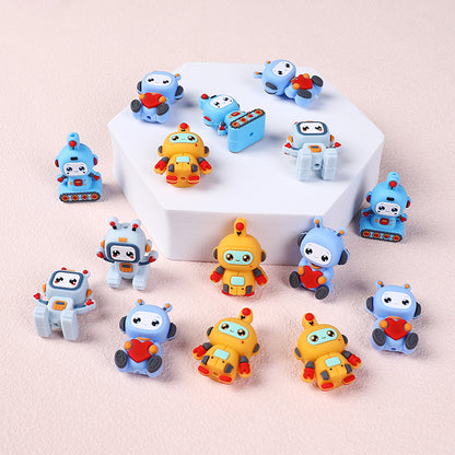 Silicone 3D Focal Beads Love Robot Holding Heart 20pcs 3