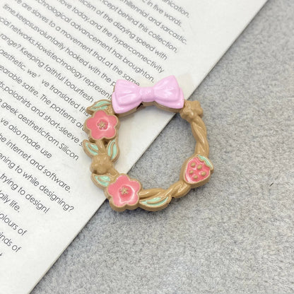 Bow Wreath Metal Beads 31mm Painted Enamel Alloy 10pcs 13