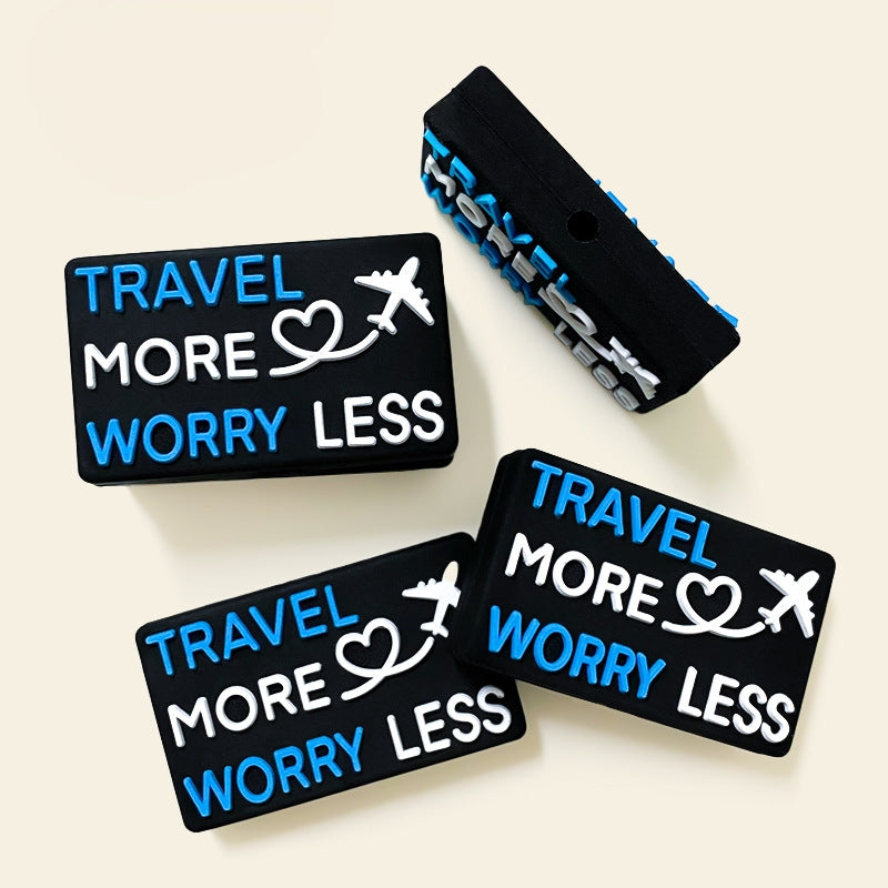 Silicone Focal Beads Travel More Worry Less Rectangle Airplane 20pcs