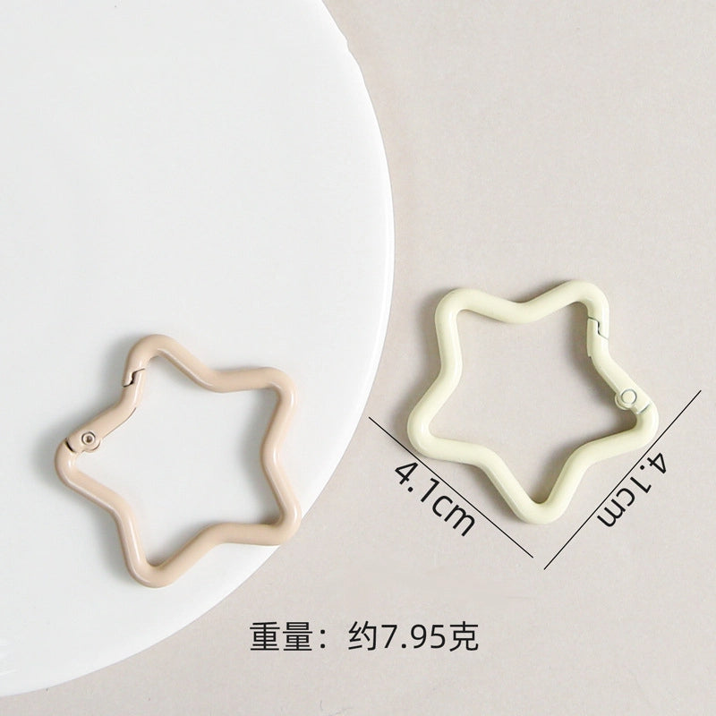Zinc Alloy Star Trigger Spring Key Rings 41mm Baking Painted 6pcs 3