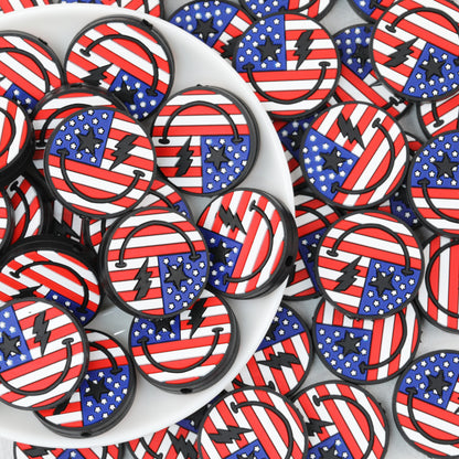 Silicone Focal Beads Independent Day Smiling Face Lightning Bolt 20pcs