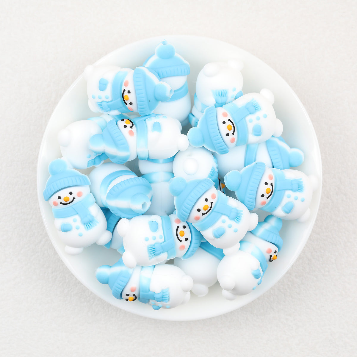 3D Winter Snowman Silicone Focal Beads