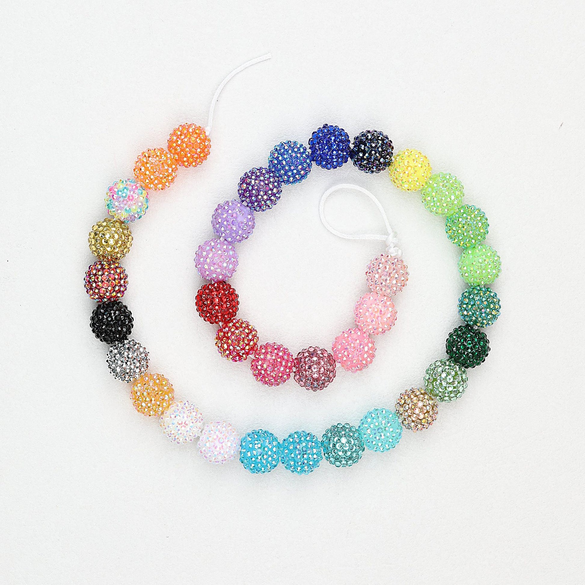 Multicolor Round Rhinestone Beads 20mm Sparkle Shine 50pcs