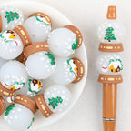 Snow Globe 3D Silicone Focal Beads Wholesale, Christmas Green Tree Snowflake Design